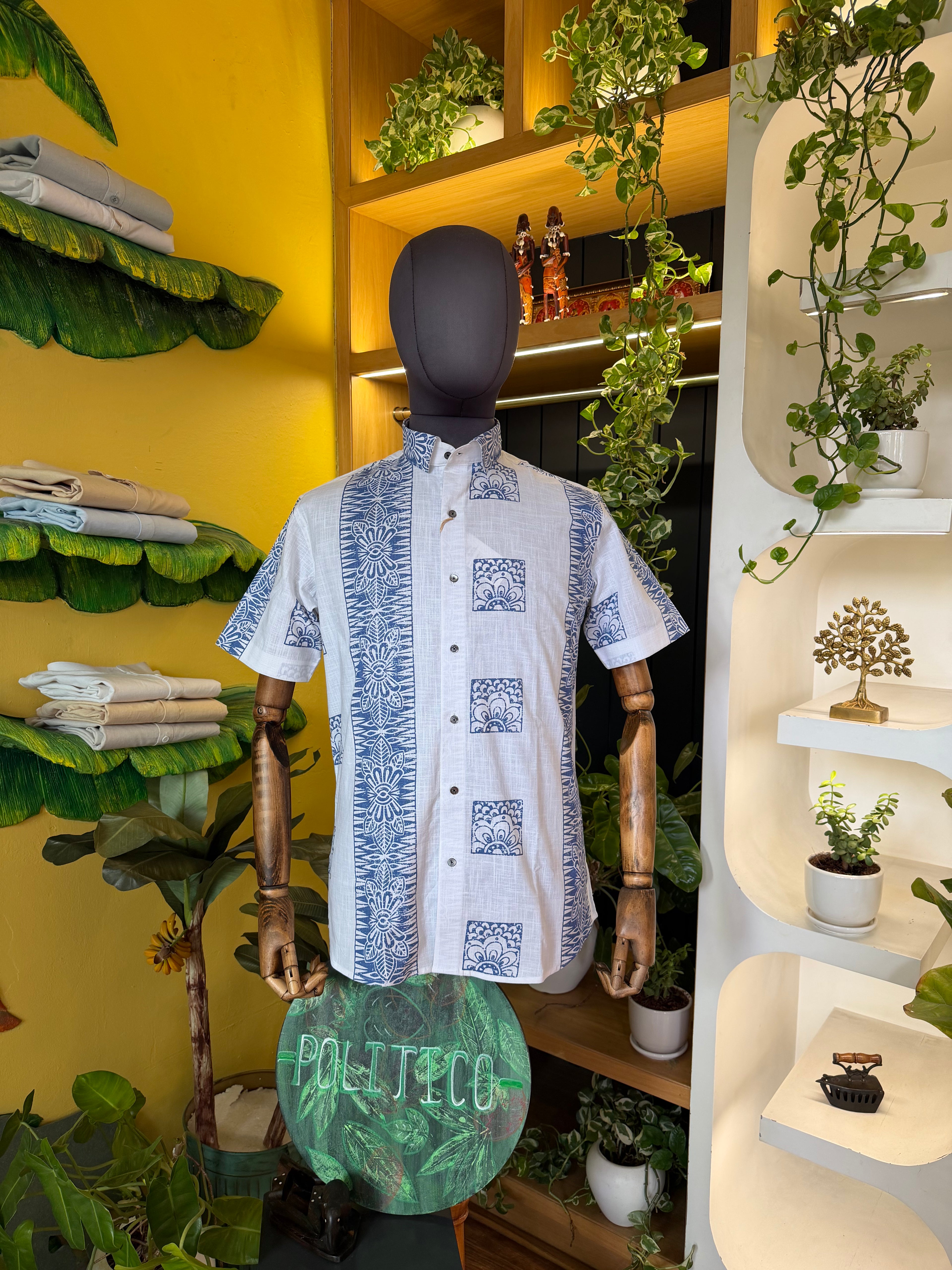 Block printed cotton designer shirt