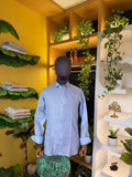 Blue chequered linen shirt