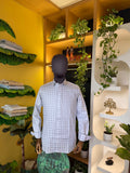 Politico mens Giza cotton shirt with self checks.