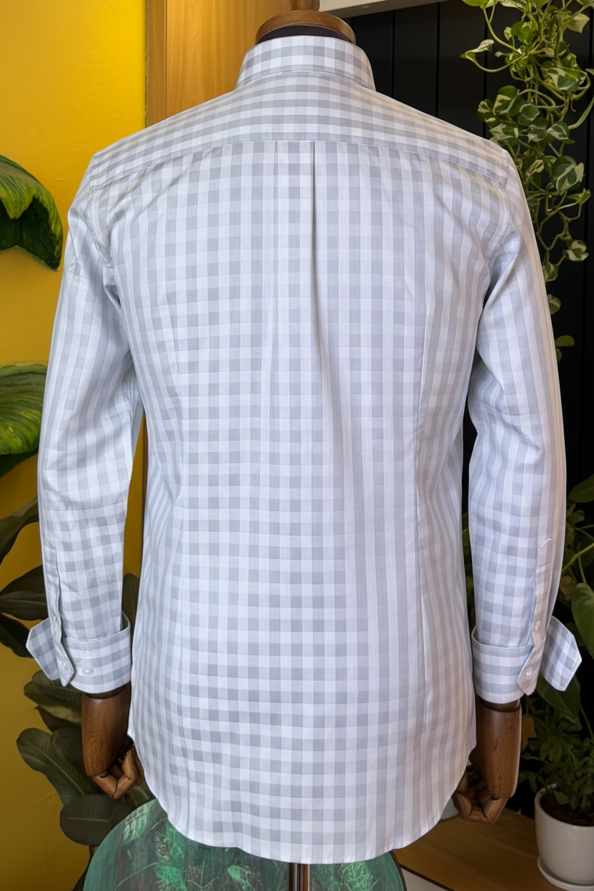 Politico mens Giza cotton shirt with self checks.