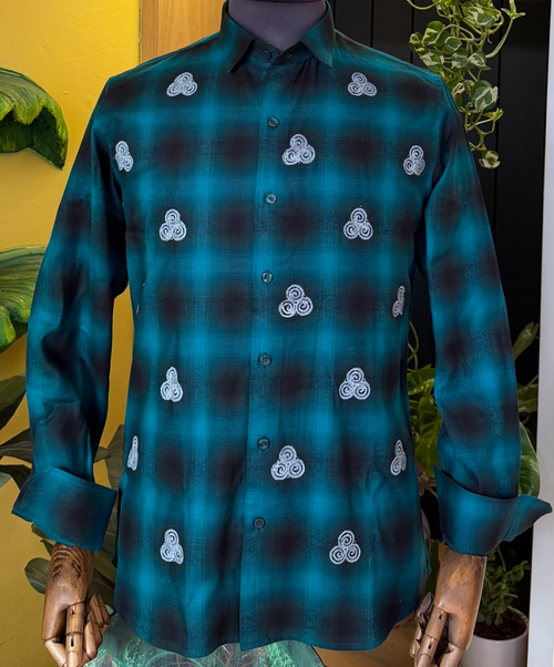 Hand painted brushed plaid Pure cotton Shirt(shirt 50 hand painted brushed cotton)
