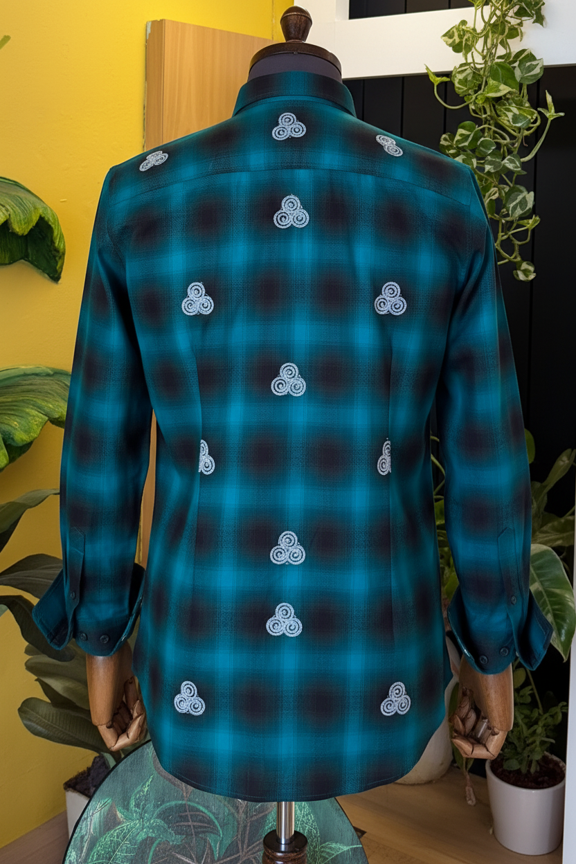 Hand painted brushed plaid Pure cotton Shirt