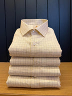 Politico mens shirt (shirt 2 vintage beige textured with checks Linen shirt)