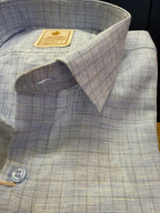 Politico mens linen shirt cool blue color with grey checks