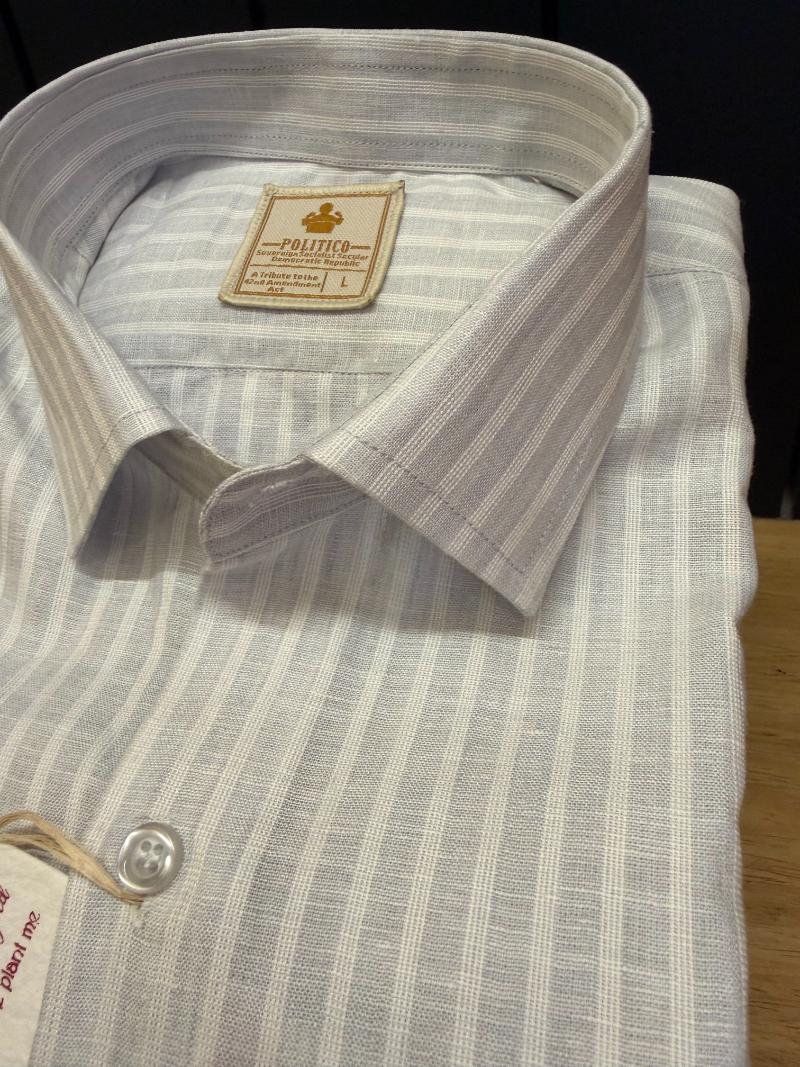 Politicos mens ash and white Linen Shirt