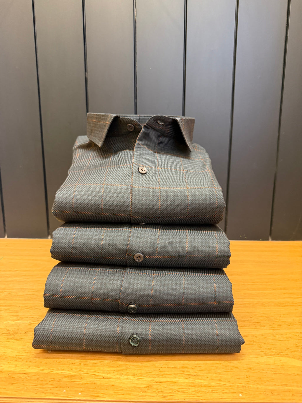 Politico mens dark moss twill and checks giza cotton shirt