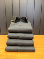 Politico mens dark moss twill and checks giza cotton shirt