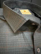 Politico mens dark moss twill and checks giza cotton shirt