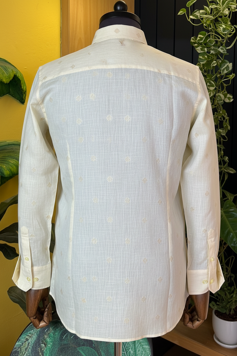 Jacquard lemon linen shirt