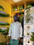 Jacquard lemon zest linen shirt