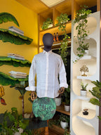 Lemon and Orange checks on lemon base Linen shirt
