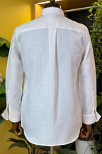 Lemon and Orange checks on lemon base Linen shirt