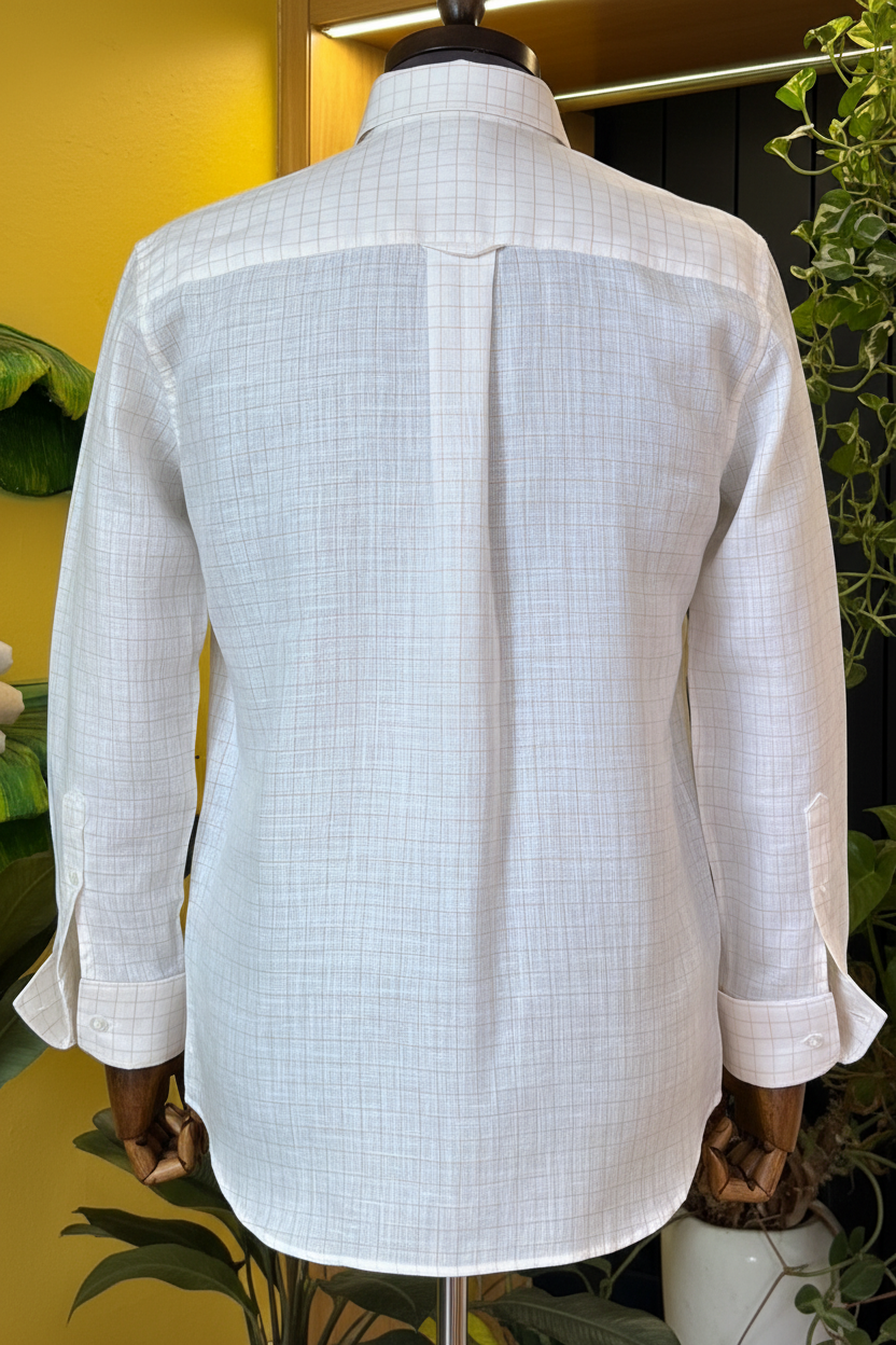 Lemon and Orange checks on lemon base Linen shirt