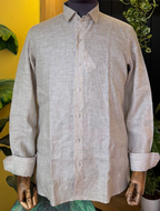 Wheatish with lemon lines Linen Shirt