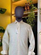 Politico mens shirt (shirt 2 vintage beige textured with checks Linen shirt)