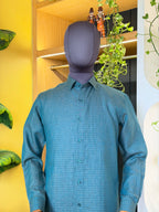 Politico mens sea green checks linen Shirt