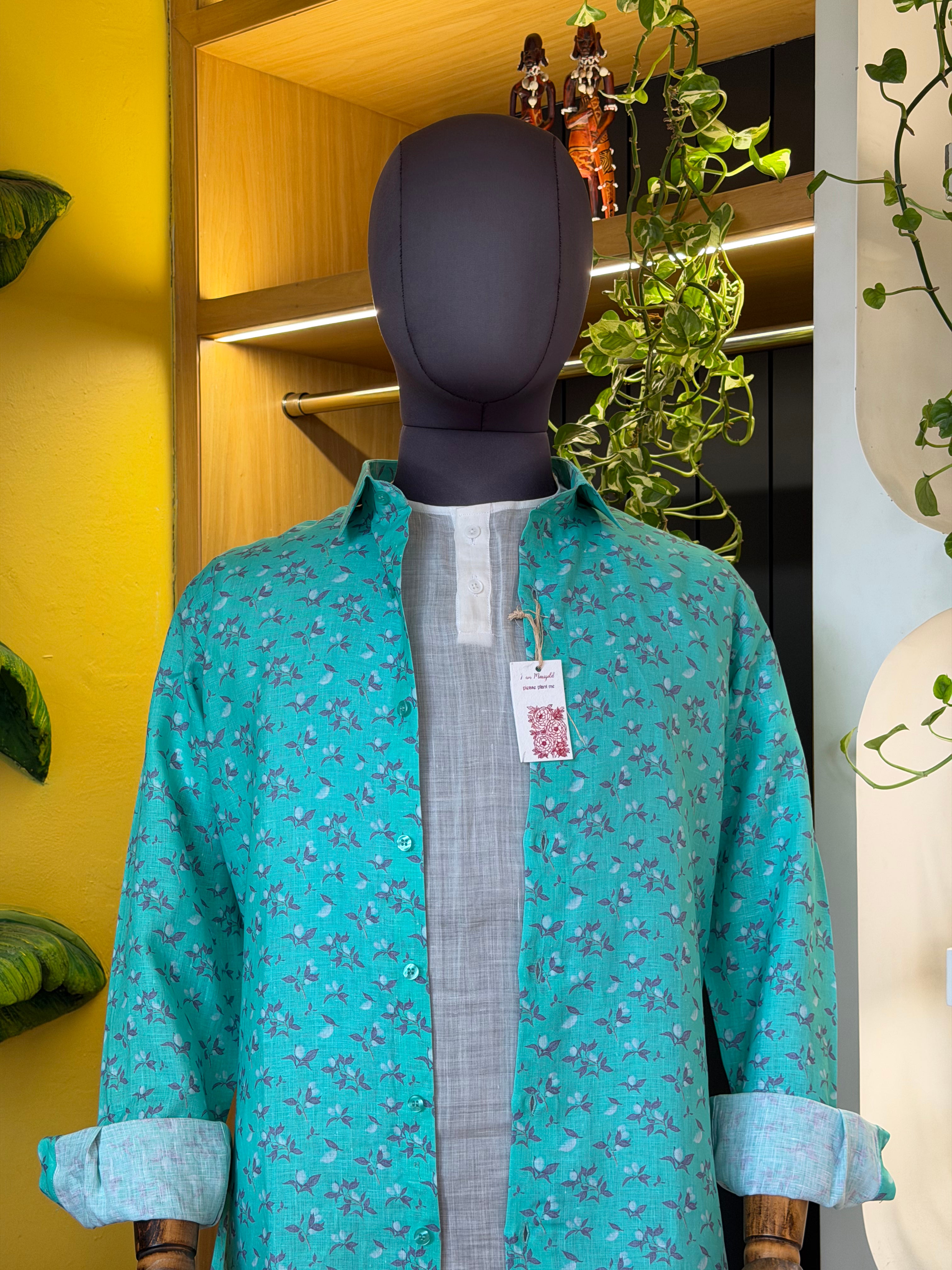 Politico Mens printed copper sulphate linen shirt