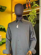Politico Mens Cotton shirt with dark grey satin with designer collar