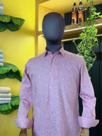 Politico mens cotton Dusty pink Shirt with abstract, scattered geometric print