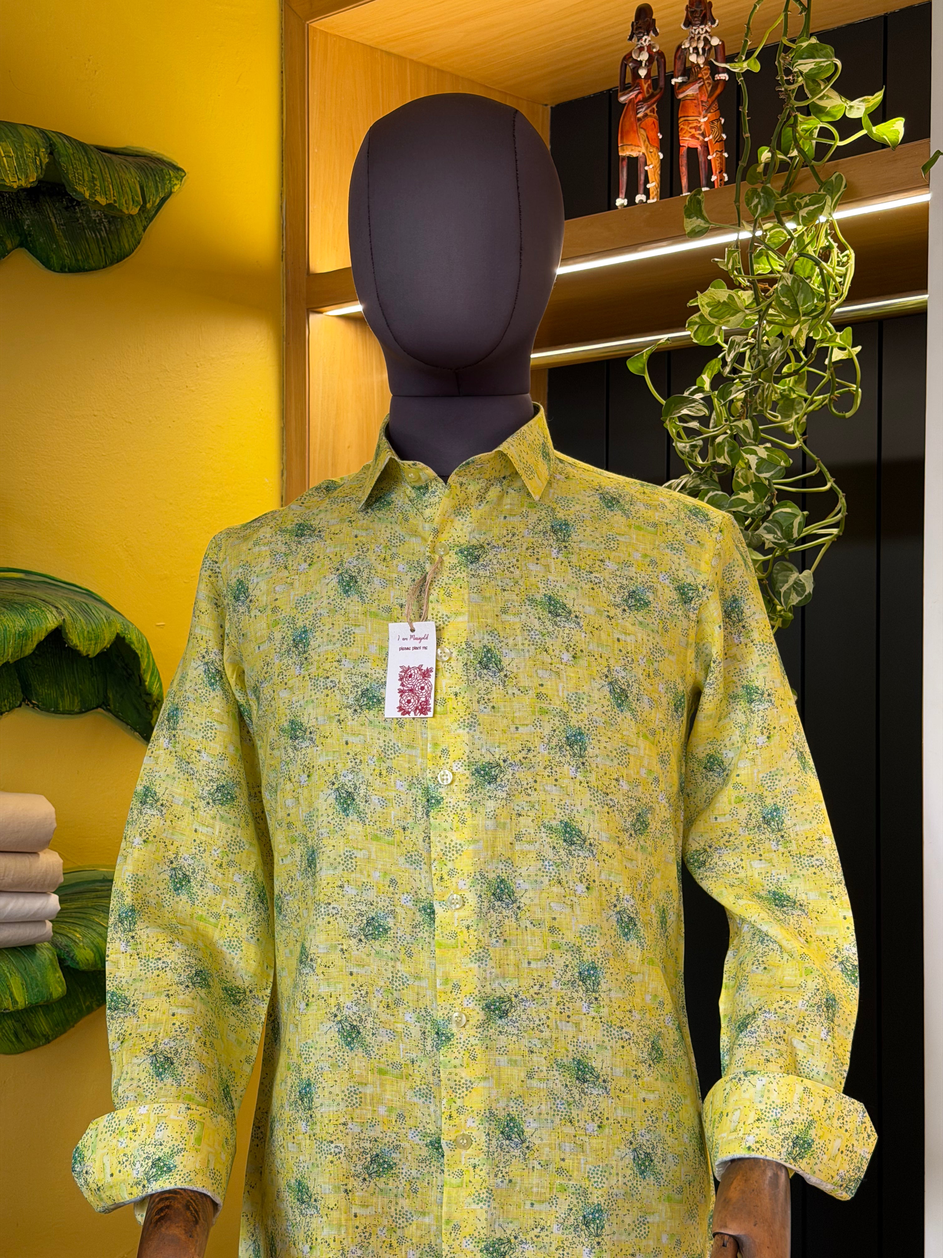 Politico mens linen shirt neon colored print – Politico mens designer wear