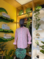 Politico mens cotton Baby pink Shirt with zigzag print