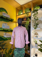 Politico mens cotton Baby pink Shirt with zigzag print