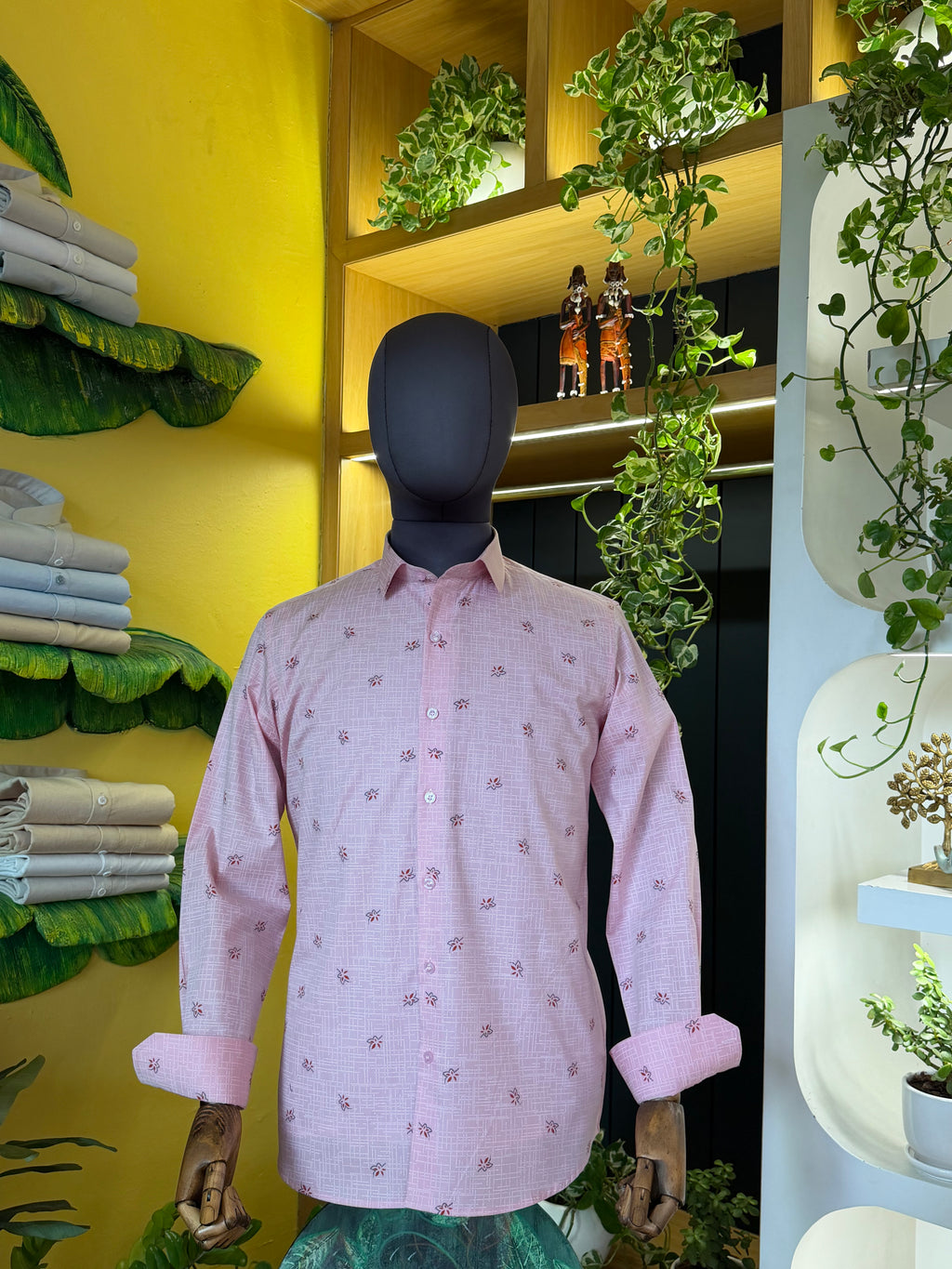 Politico mens cotton Baby pink Shirt with zigzag print