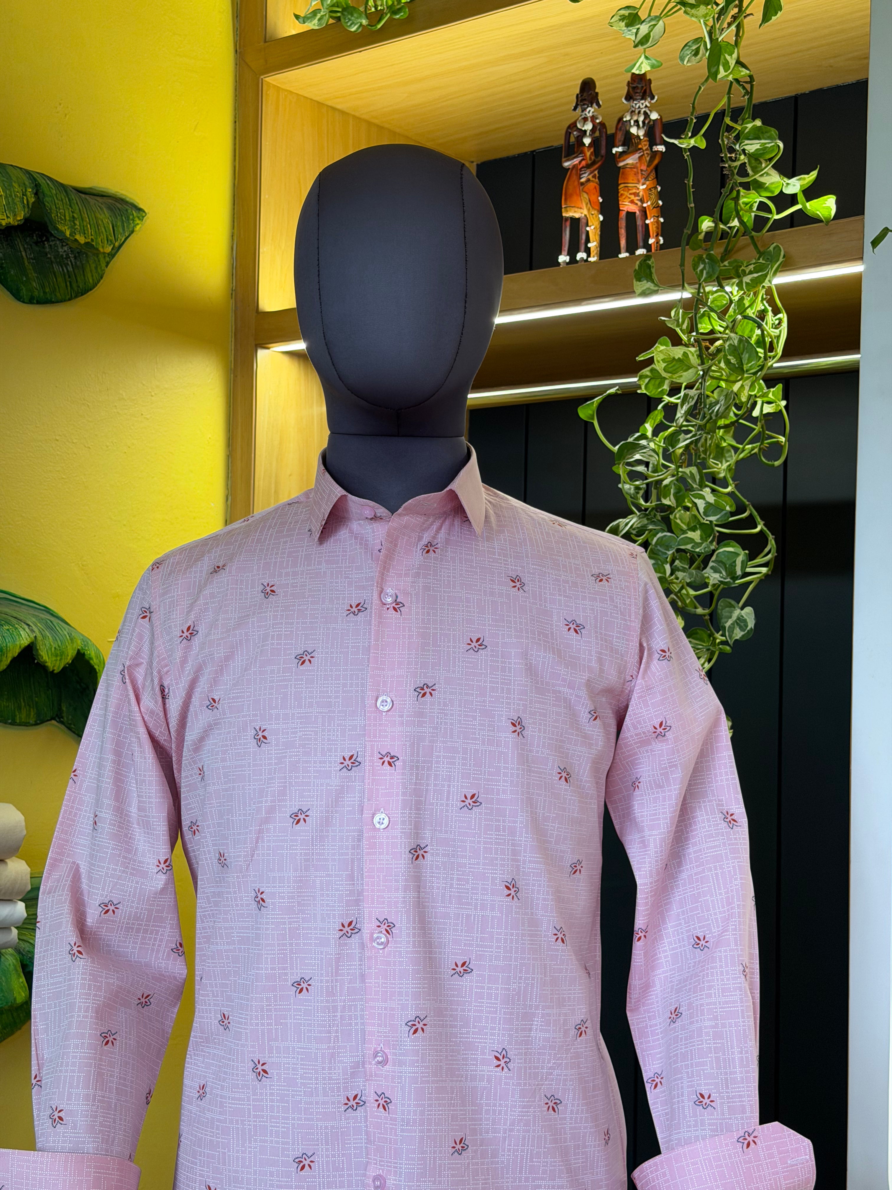 Politico mens cotton Baby pink Shirt with zigzag print