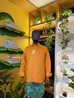 Politico Mens Linen Orange colored Shirt