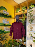 Politico mens cotton shirt maroon satin with edging