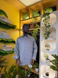 Politico mens shirt light grey satin cotton with floral details