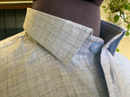 Politico mens linen shirt cool blue color with grey checks