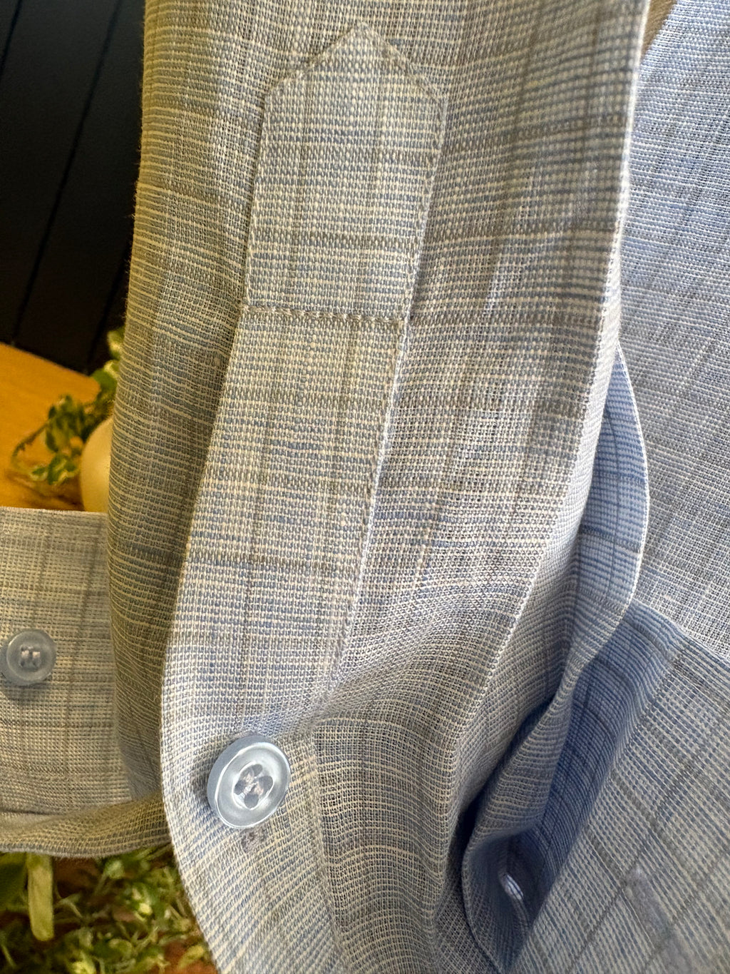 Politico mens linen shirt cool blue color with grey checks