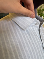 Politicos mens ash and white Linen Shirt