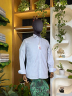 Politicos mens ash and white Linen Shirt