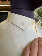 Politico mens shirt wheat on white jacquard linen