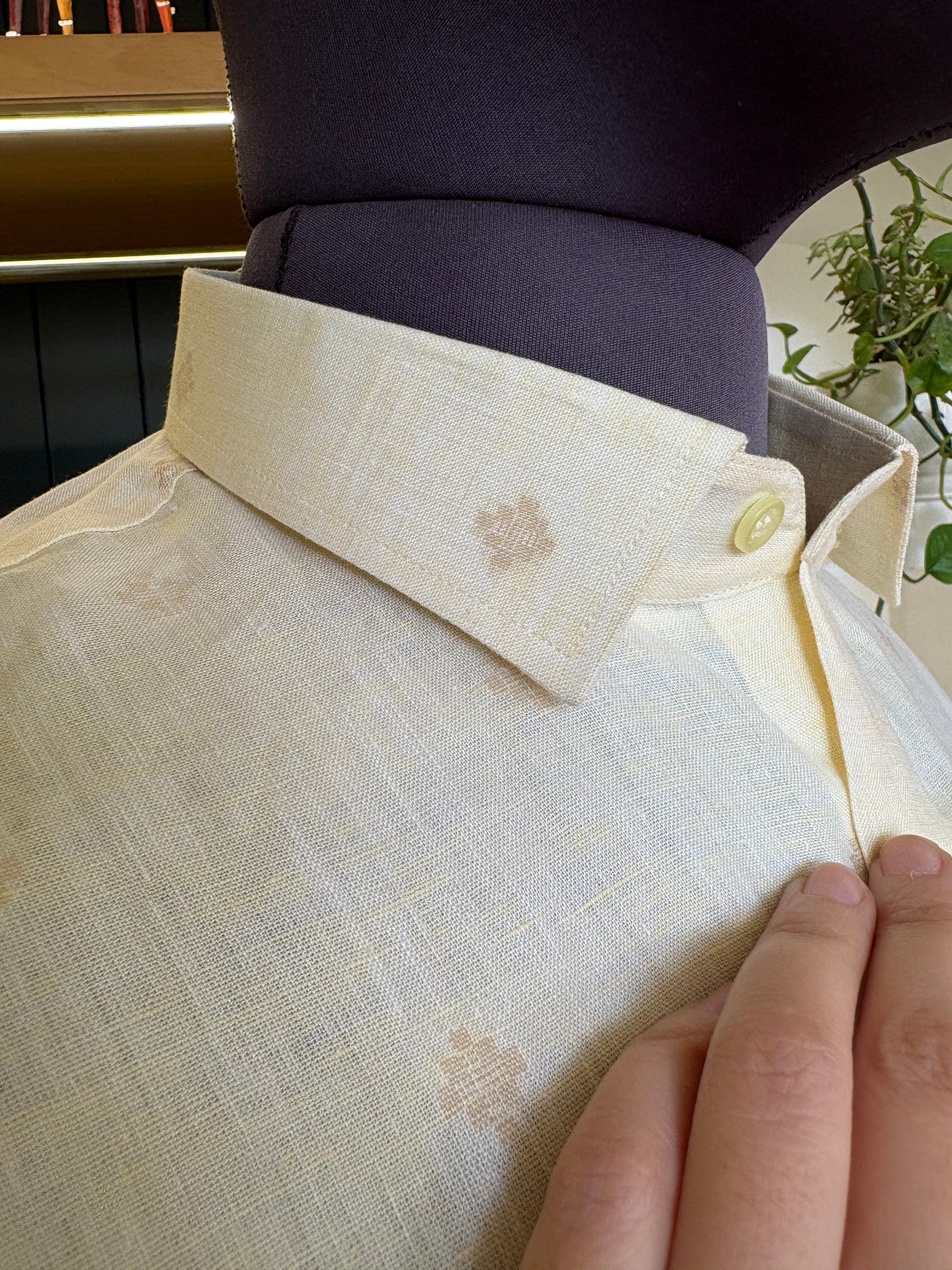 Politico mens shirt wheat on white jacquard linen