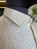 Politico mens shirt (shirt 2 vintage beige textured with checks Linen shirt)