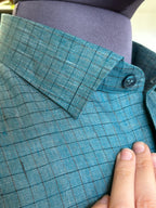 Politico mens sea green checks linen Shirt