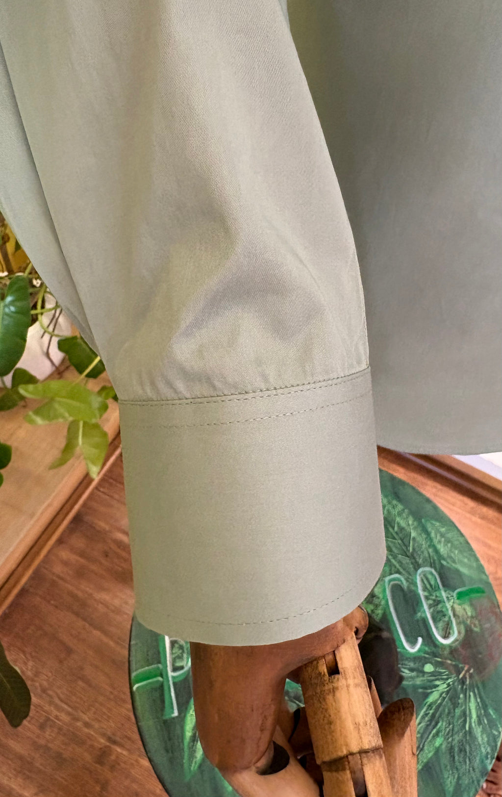 Politico Mens ash and satin cotton shit with linen strip detailing