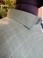 Politico mens linen shirt mint olive base with white checks