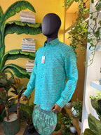 Politico Mens printed copper sulphate linen shirt