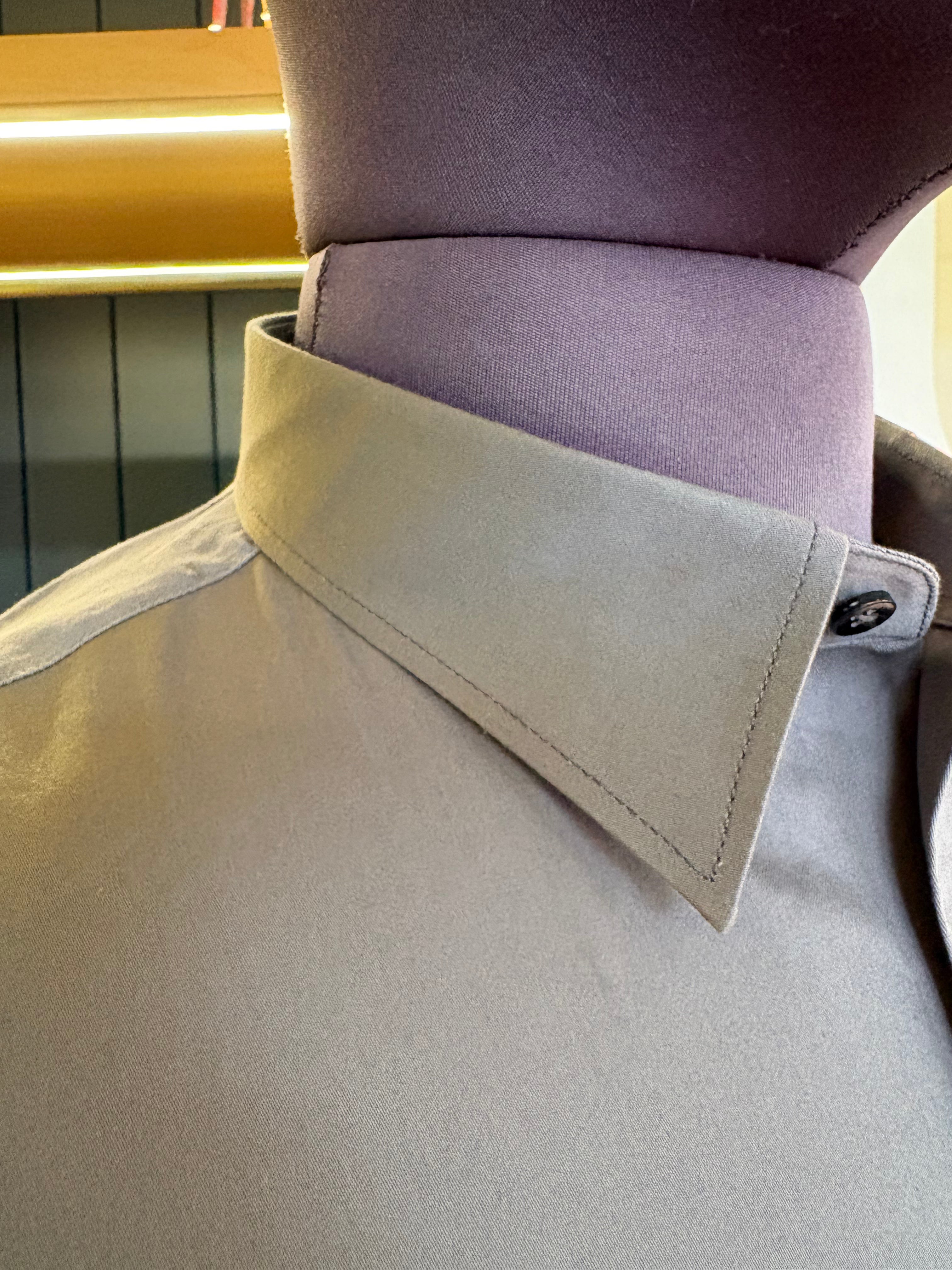 Politico mens shirt light grey satin cotton with floral details
