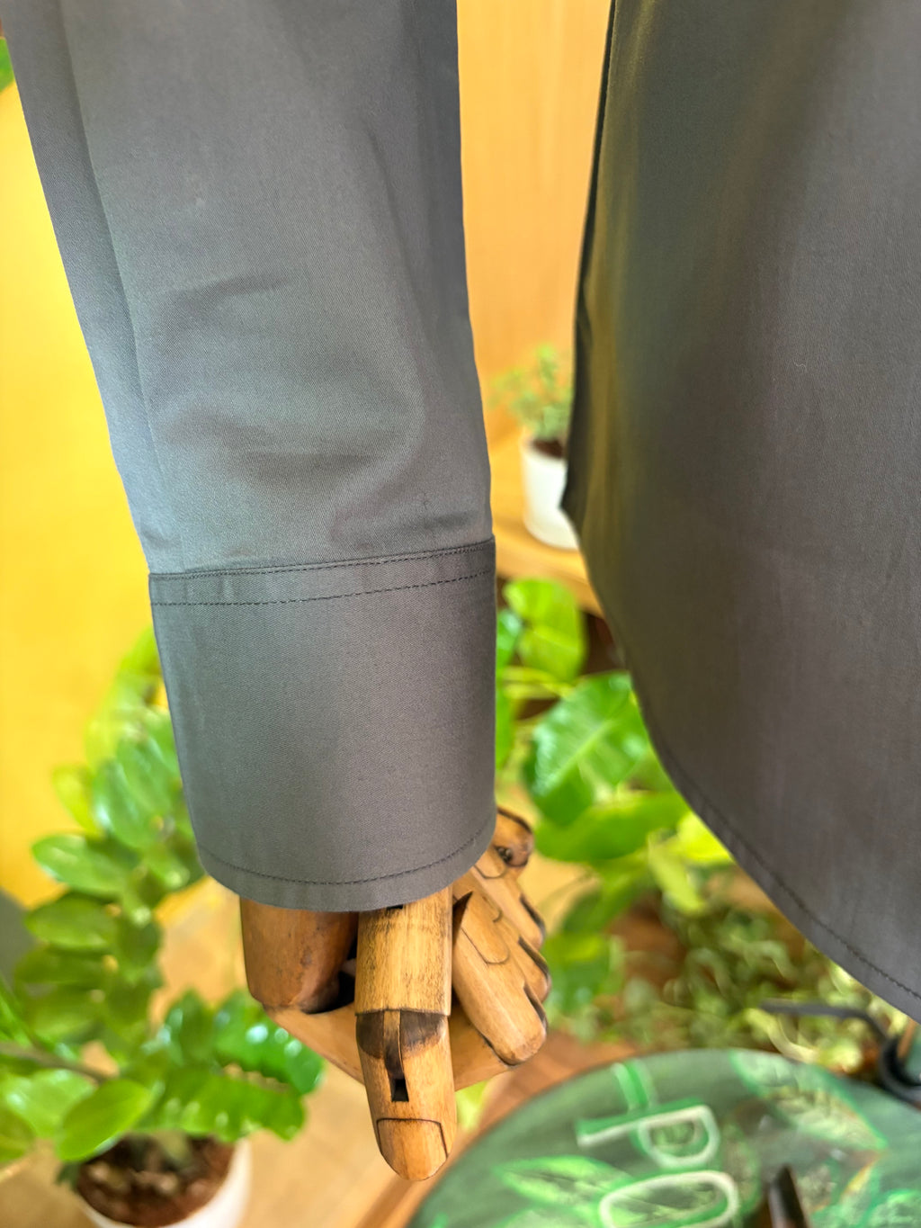 Politico Mens Cotton shirt with dark grey satin with designer collar