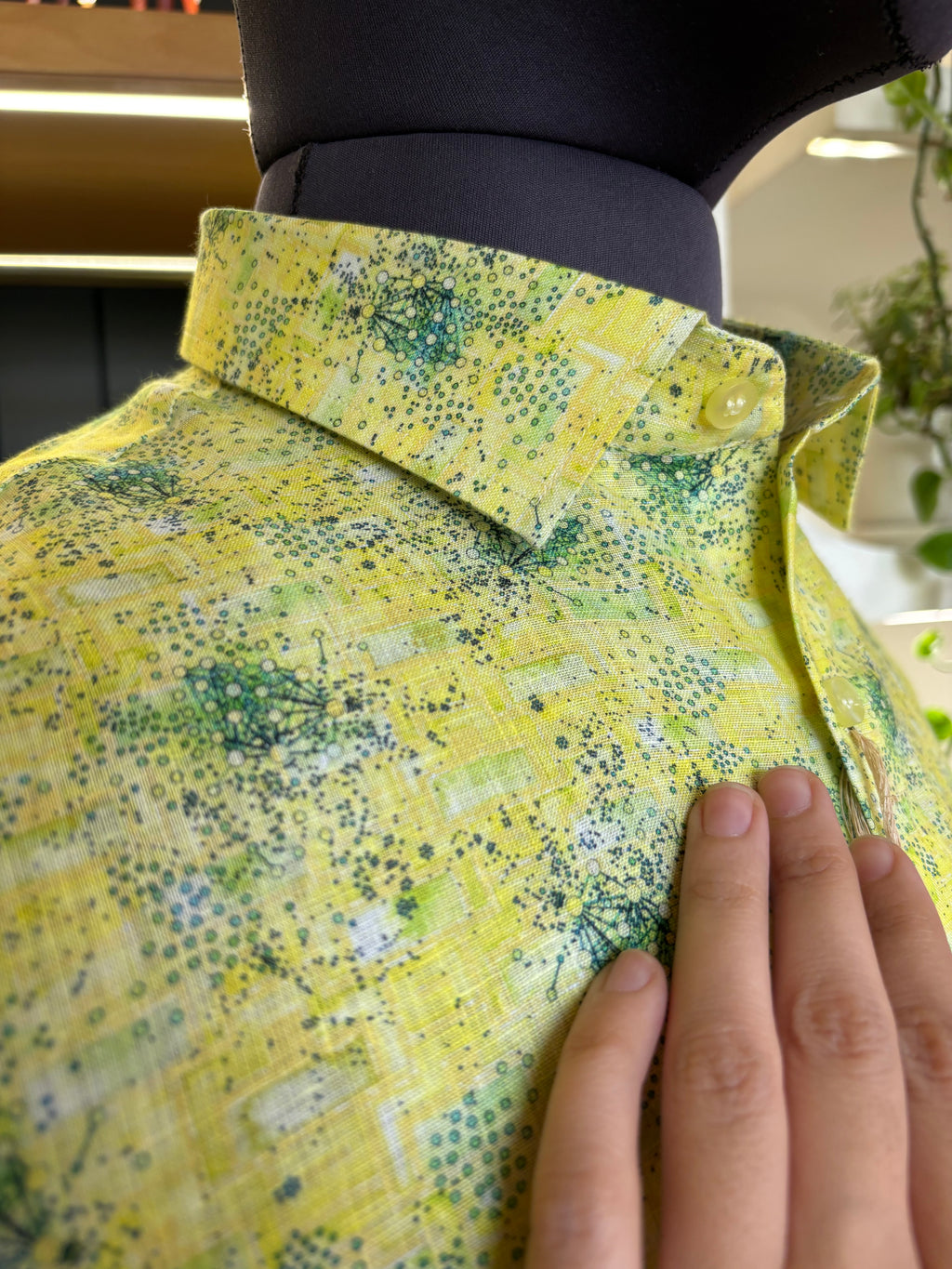 Politico mens linen shirt neon colored print