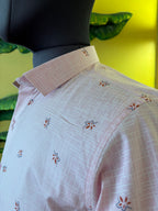 Politico mens cotton Baby pink Shirt with zigzag print