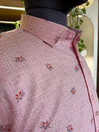 Politico mens cotton Baby pink Shirt with zigzag print