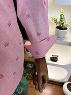 Politico mens cotton Baby pink Shirt with zigzag print