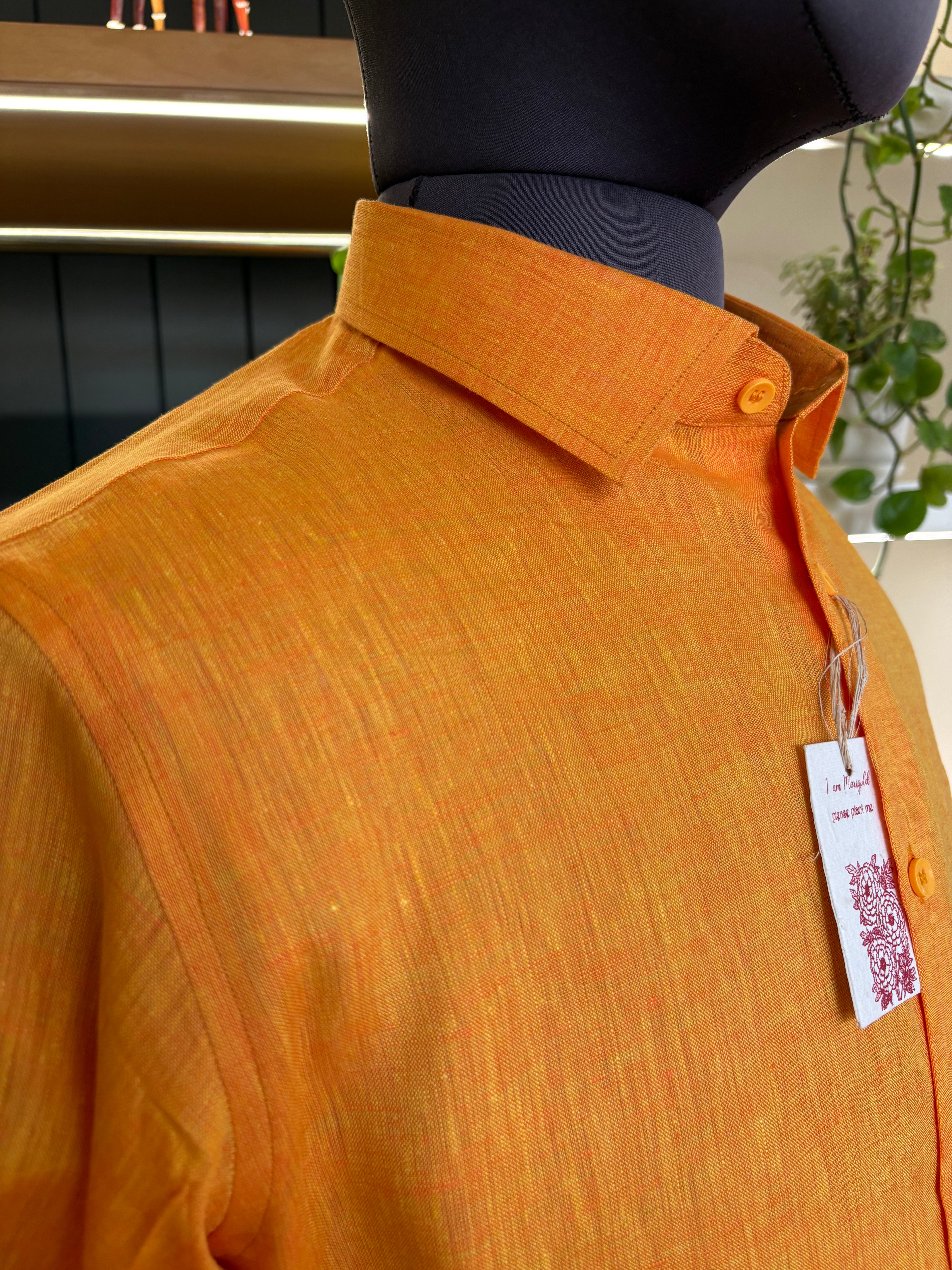 Politico Mens Linen Orange colored Shirt
