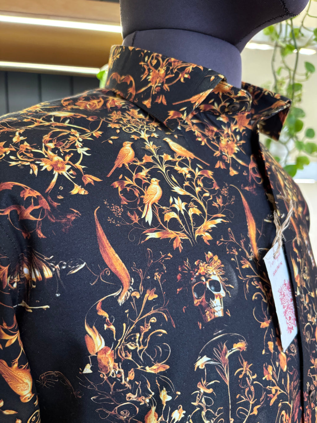 Politico mens shirt satin cotton with gold print